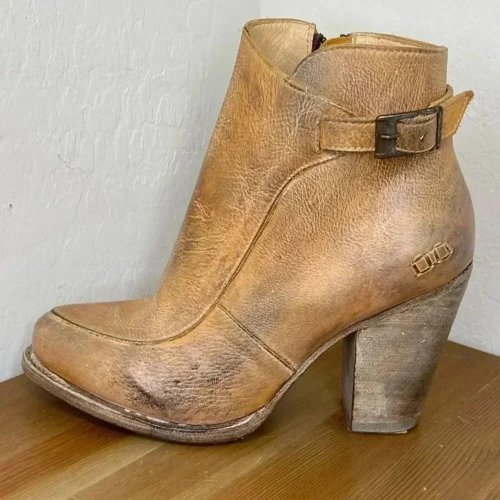 NEW BED STU Isla Tan Rustic Leather Booties Size 6 - Picture 4 of 10